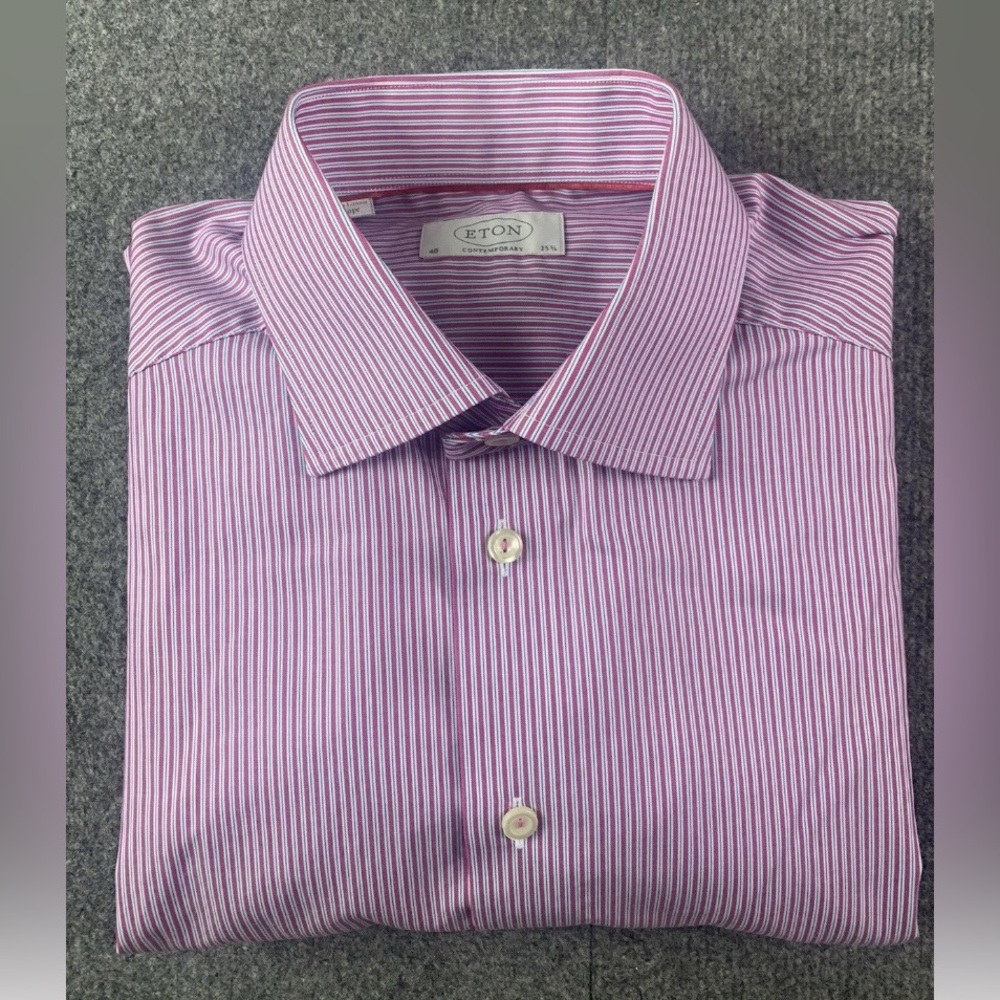 Eton Contemporary Mens 100% Cotton Long Sleeve Dress Shirt Size 40-15.75
